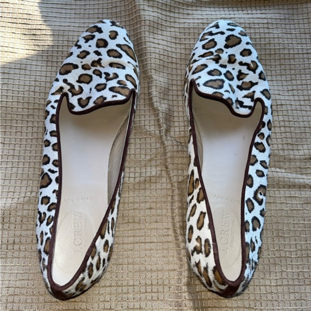 J Crew‎ Leopard Calf Hair Loafers 9.5